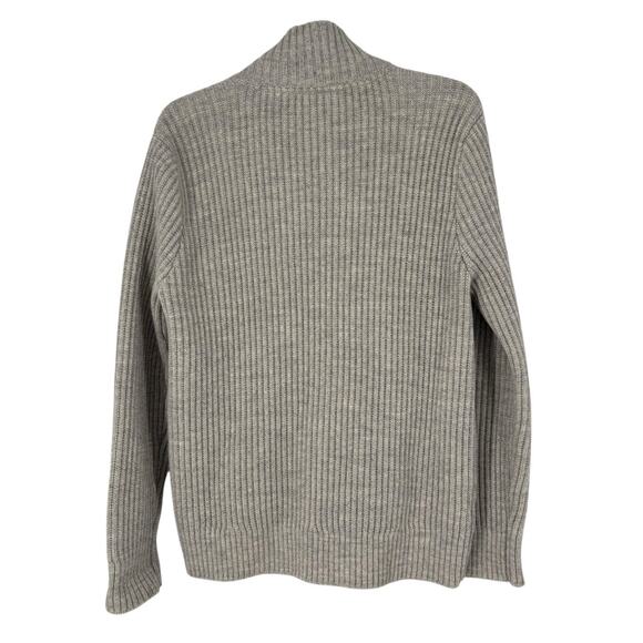 LL Bean Signature 100% Wool Full Zip Cardigan Ribbed Knit Grandpa Cabincore Lg - Picture 3 of 11